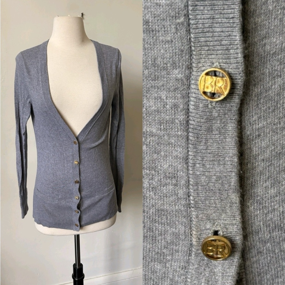 Banana Republic Gray and Gold Cardigan Sweater Size XS
